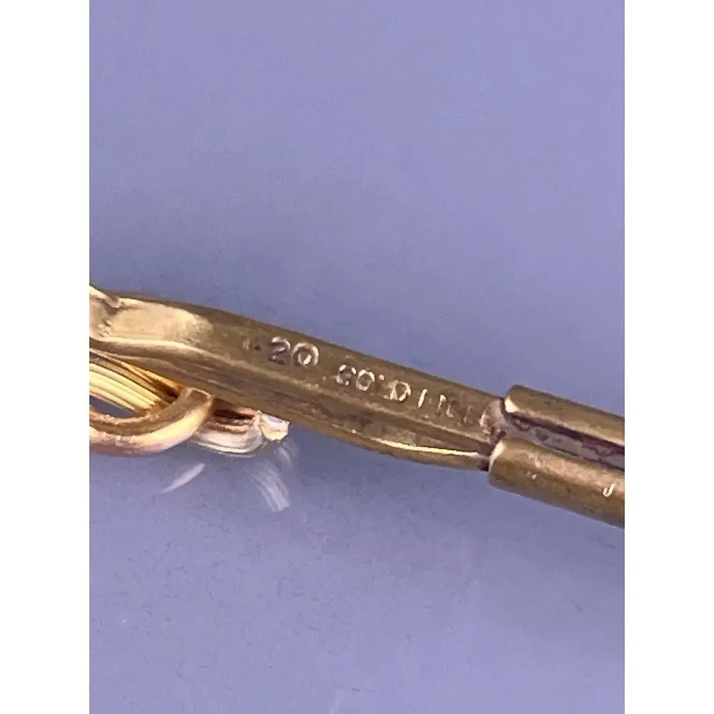 Double Square Knot 1/20 Gold Filled Tie Collar Bar Two Tone Simple Vintage